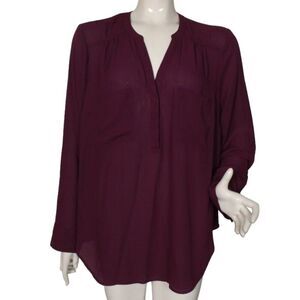 TORRID Harper Blouse, 1, 1X, Purple, Long Sleeve, Pockets, Hidden buttons